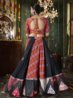 Black And Red Maslin Cotton Readymade Navratri Lehenga Choli